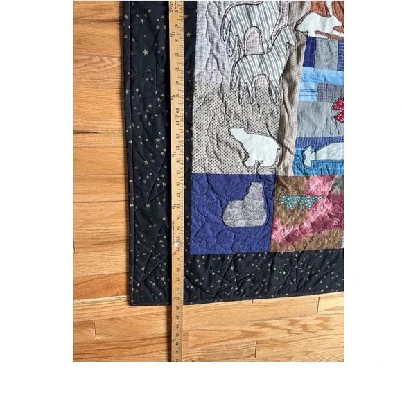 Handmade Noahs Ark Patchwork Applique Quilt Wall Hanging Nursery Decor 62 x 56 - Picture 4 of 8